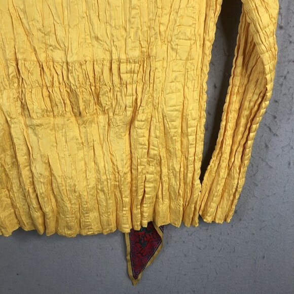 Flair Jacket Womens Medium Yellow Crinkle Accordion Art To Wear Bright Mod  NEW - Picture 15 of 15